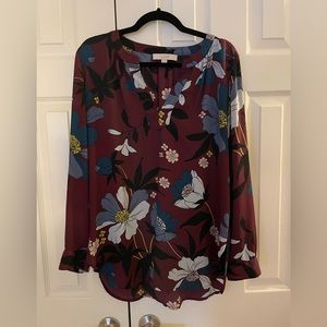 LOFT Floral Tunic Blouse - Size Medium